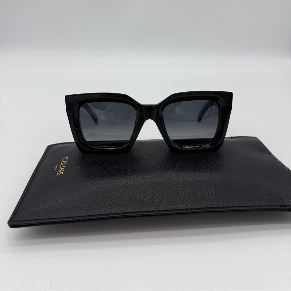 Authentic NEW Celine Black Rectangle Acetate sunglasses - Picture 9 of 17